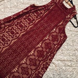 Maroon and Cream Lace Dress SALE